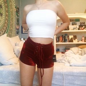Forever 21 - Velvet burgundy shorts
